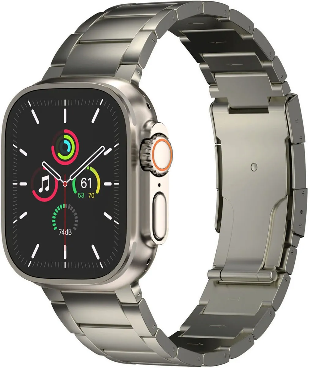 Accezz Mat Titanium Bandje - Apple Watch 44/45/46/49mm - Grijs