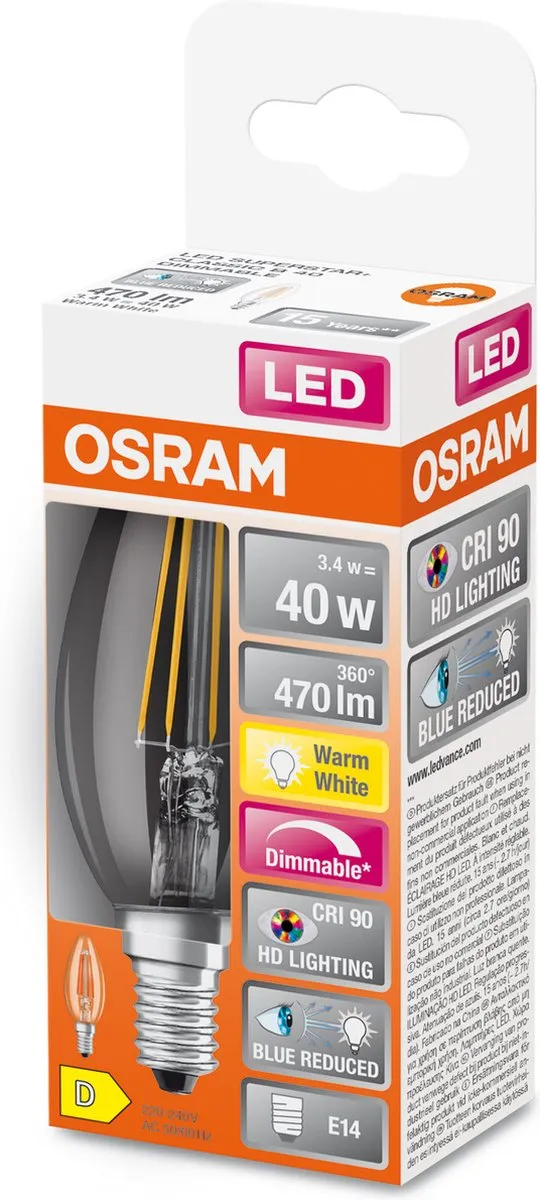 Osram E14 LED 3.4W 2700K Warm Wit - 300° - afbeelding 6 van 6
