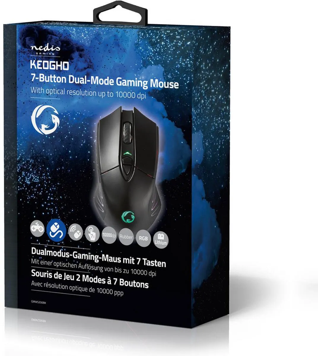 Nedis GMWS200BK Gaming Muis - Zwart - 7 Knoppen - RGB