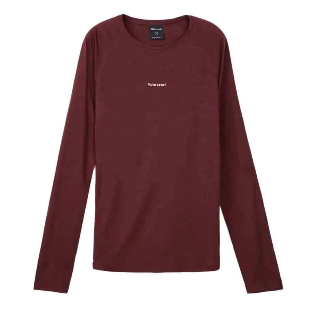 NNormal Merino T-shirt Lange Mouwen 02 Heren - Burgundy - XL - afbeelding 2 van 4