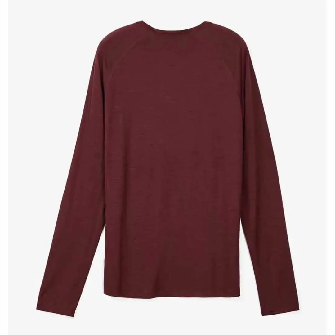 NNormal Merino T-shirt Lange Mouwen 02 Heren - Burgundy - XL - afbeelding 3 van 4