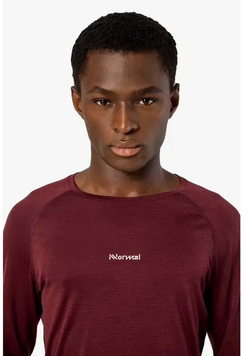 NNormal Merino T-shirt Lange Mouwen 02 Heren - Burgundy - XL - afbeelding 4 van 4