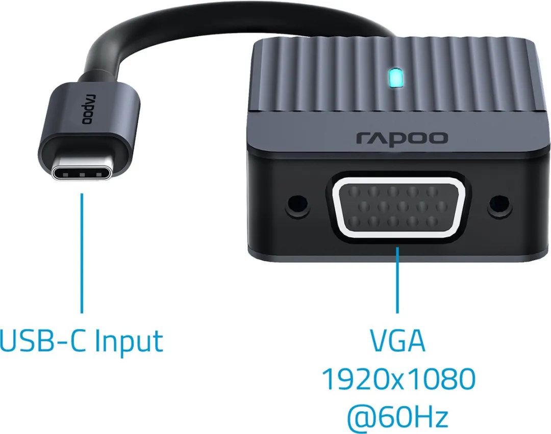 Rapoo UCA-1003 USB-C naar VGA Adapter - Donker Grijs