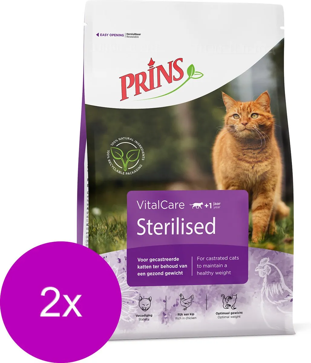 Prins Vitalcare Cat Sterilised Kattenvoer - 2x1,5kg