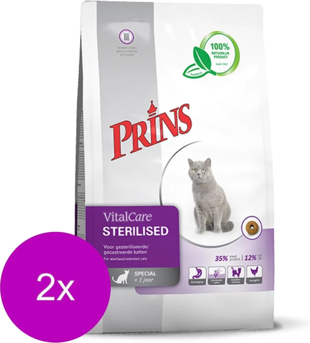 Prins Vitalcare Cat Sterilised Kattenvoer - 2x1,5kg