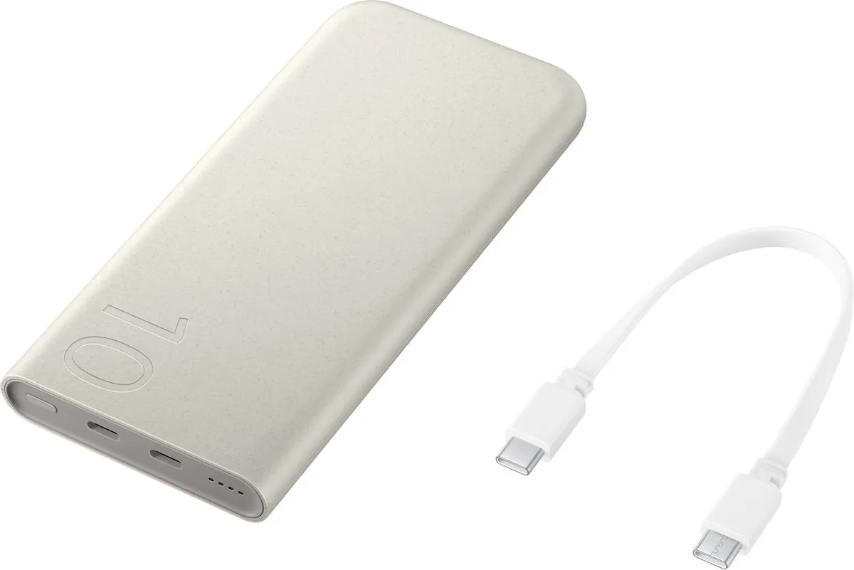 Samsung Fast Charge Duo Powerbank 10.000mAh - Beige + USB-C Adapter 25W - Zwart