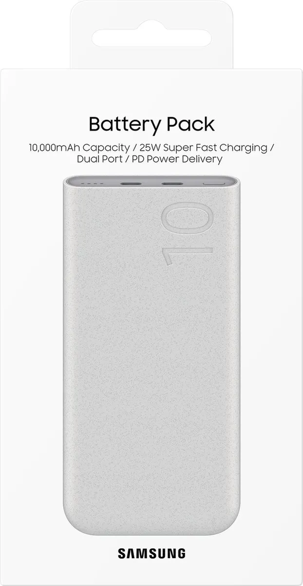 Samsung Fast Charge Duo Powerbank 10.000mAh - Beige + USB-C Adapter 25W - Zwart - afbeelding 6 van 6