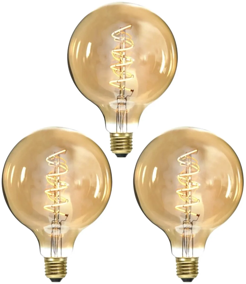 3-Pack | G125 Globelamp - E27 - 3.2W - Super Warm Wit - 2200K - Dimbaar