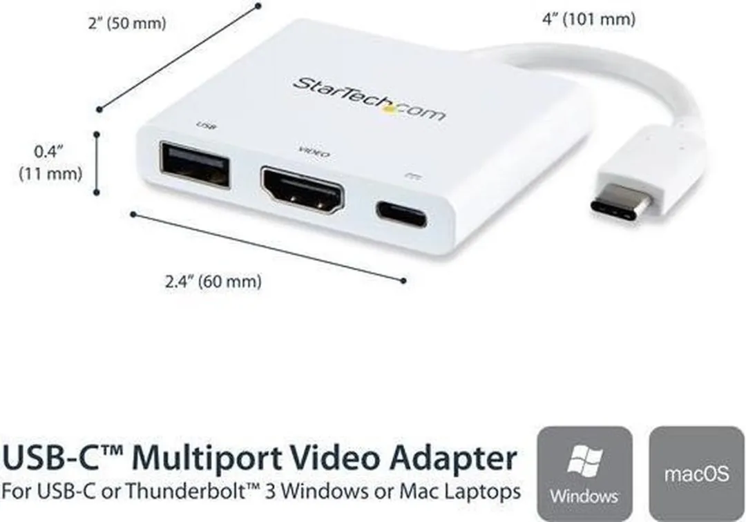 Startech CDP2HDUACPW USB-C Adapter - HDMI/USB 3.0 - 60W PD - Zwart