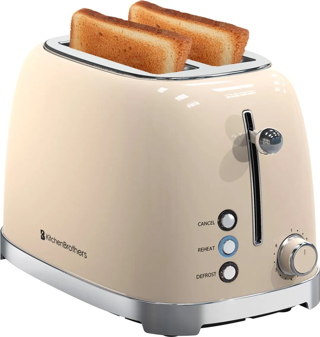 KitchenBrothers Retro Broodrooster KB1004164 - 815W - 2 Sleuven