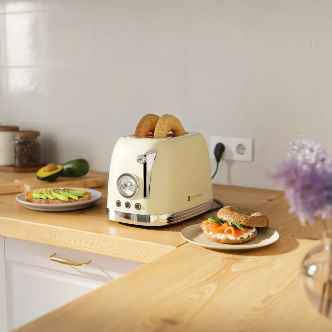 KitchenBrothers Retro Broodrooster KB1004164 - 815W - 2 Sleuven