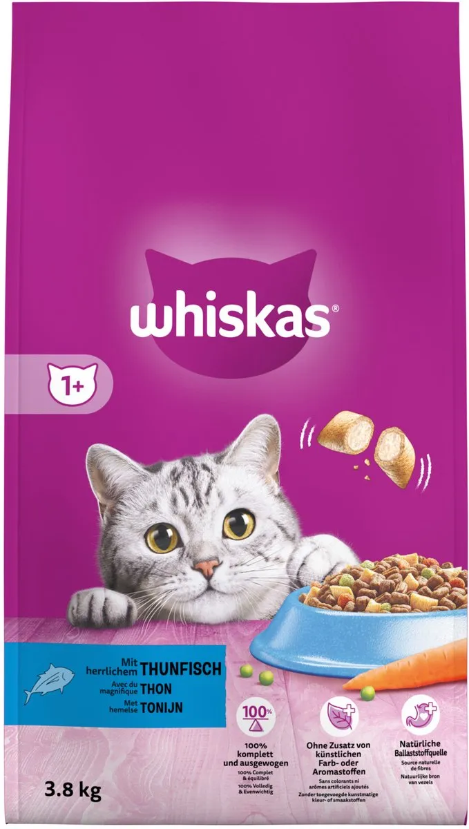 Whiskas 1+ Adult Tonijn Kattenvoer Droog - 3,8 kg