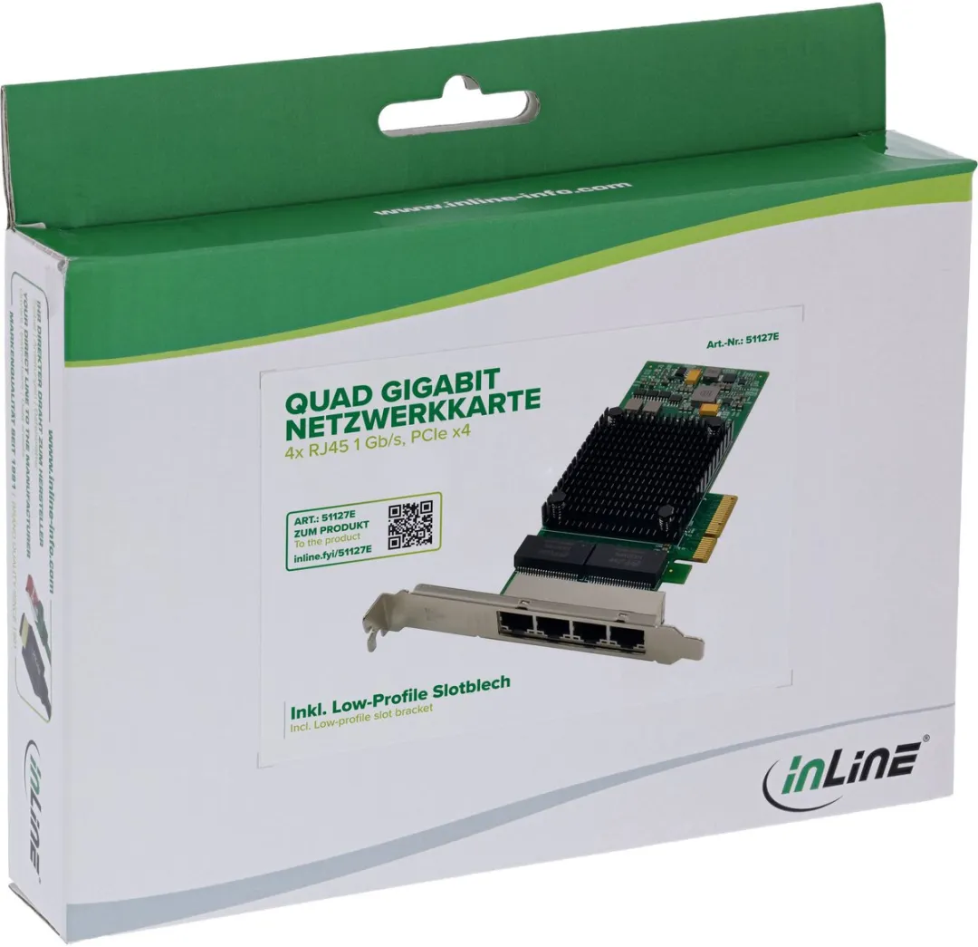 InLine Quad Gigabit Netwerkkaart 51127E - PCIe x4 - afbeelding 6 van 6