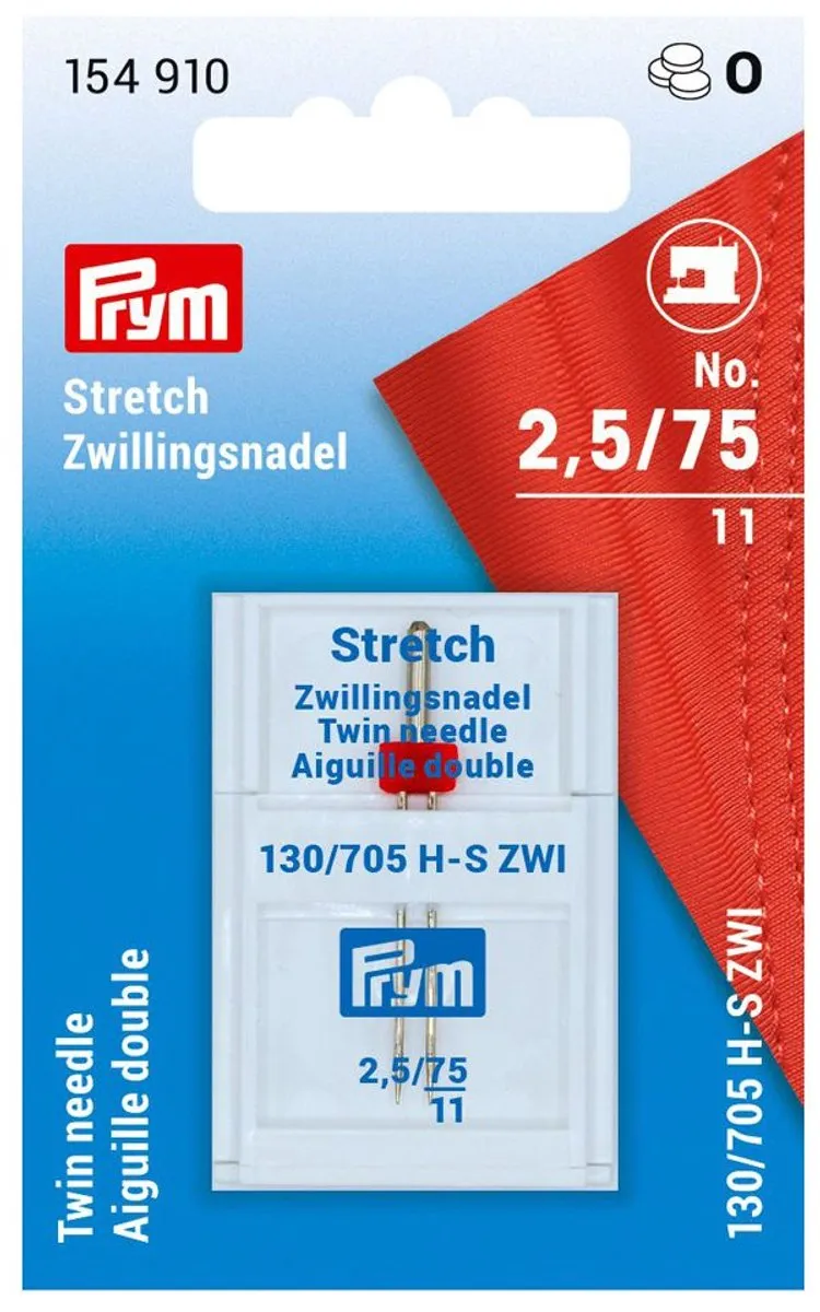 Prym Tweelingnaaimachinenaalden Sys 130/705H-S Stretch 75/2,5 - 1 Stuk