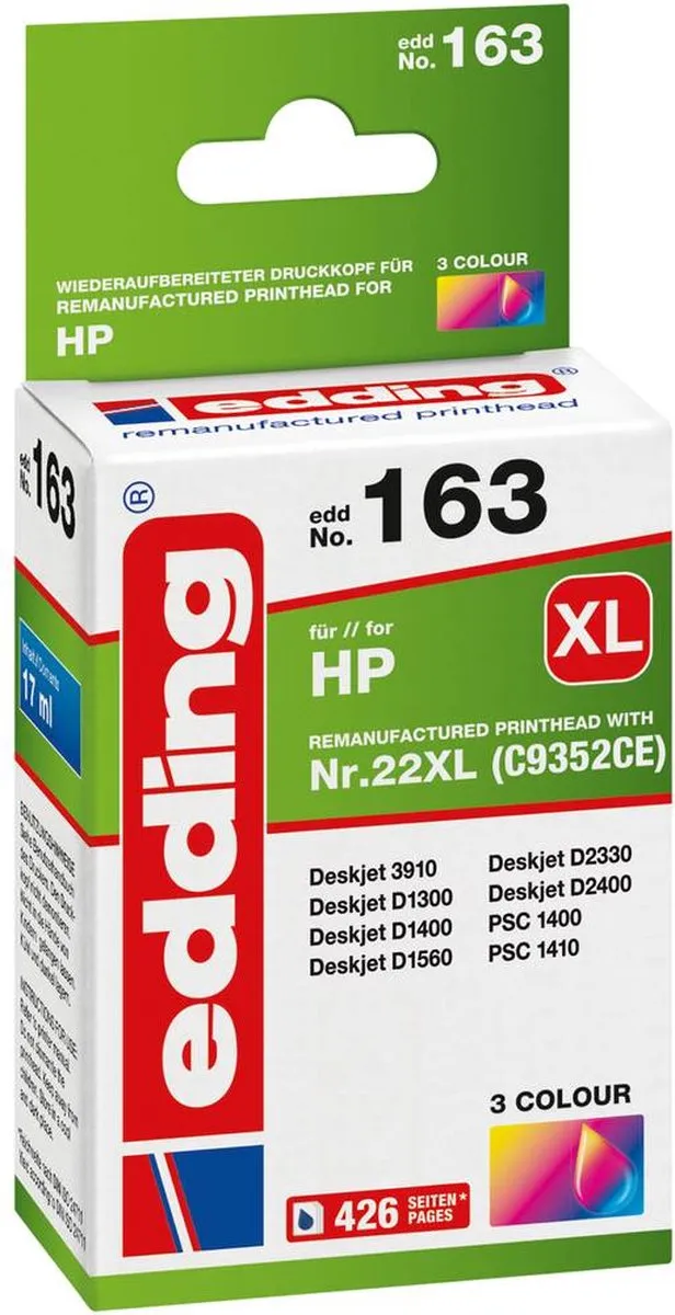 edding EDD-163 Inktcartridge CMY - Standaard formaat - 1 Stuk