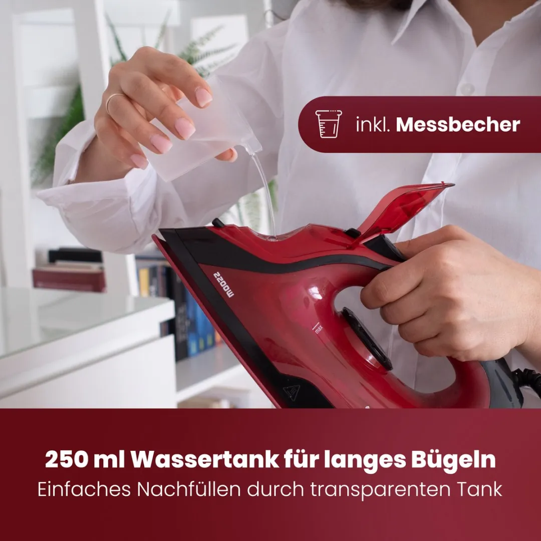 Bomann DB 6035 Droog- & Stoomstrijkijzer 2200W - Zwart/Rood
