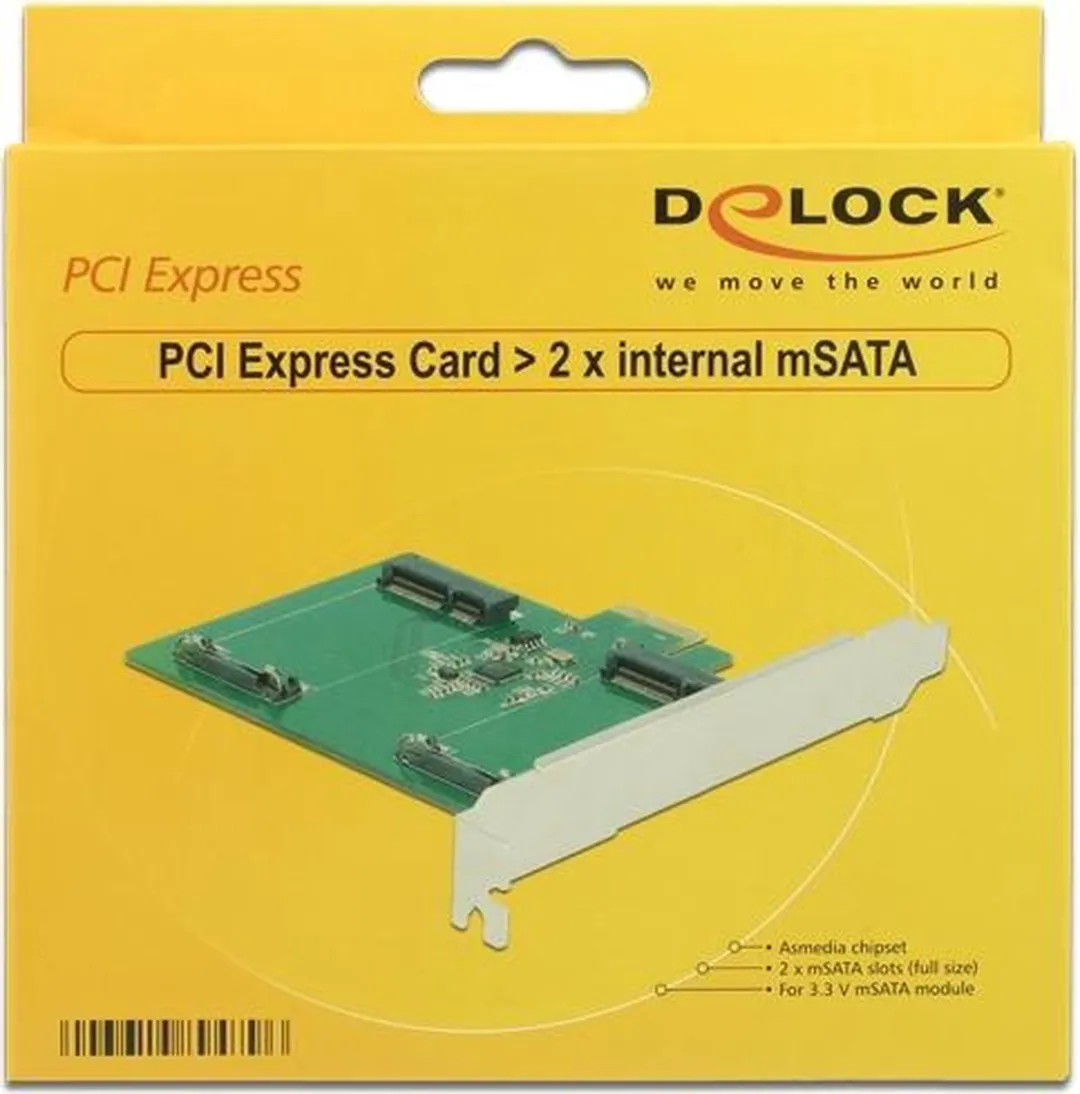 Delock PCI Express Kaart 2x mSATA - Groen/Grijs