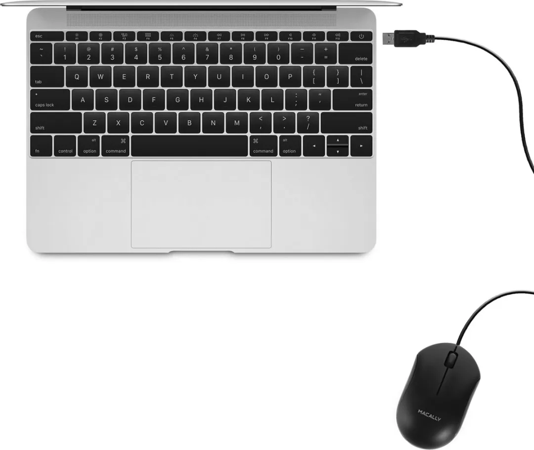 Macally QMOUSE-B Bedrade USB-muis - 3 Knoppen - Zwart