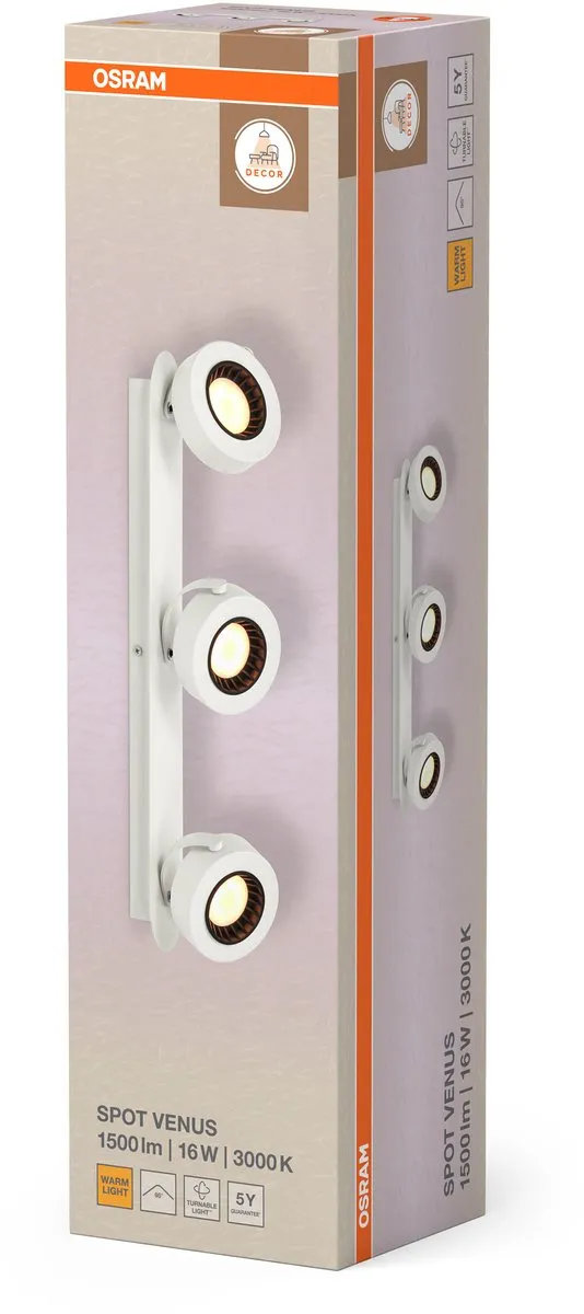 Osram Decor Spot Venus White 3 Spot - 16W 650lm Warm Wit