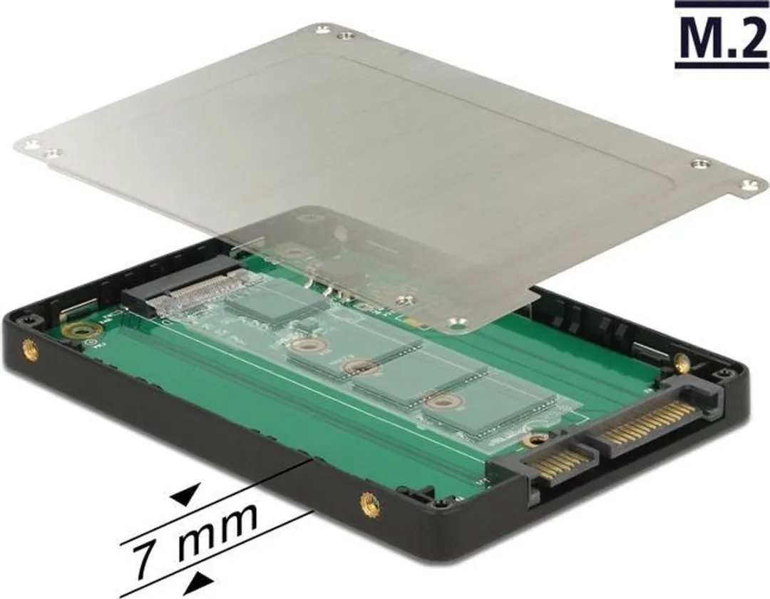 Delock SATA 22-pin naar M.2 Converter - Zwart/Zilver