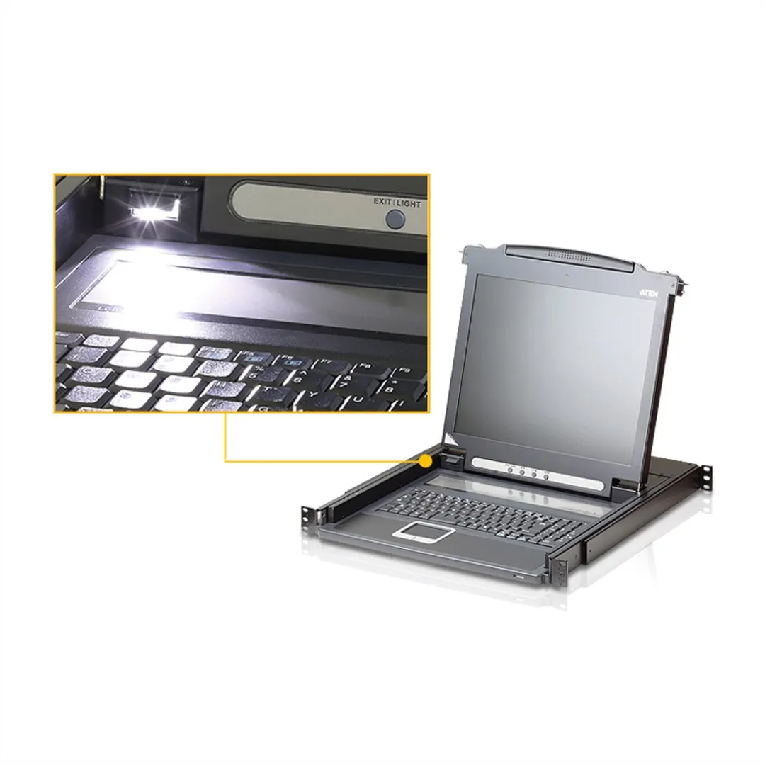 ATEN CL1000N KVM-Console 19" LCD - VGA - Amerikaans Toetsenbord - Zwart - afbeelding 3 van 6