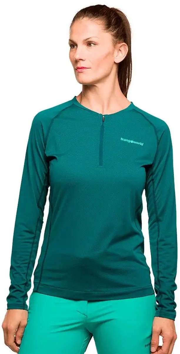Trangoworld Naret Half Rits Lange Mouw T-shirt Groen XS Vrouw