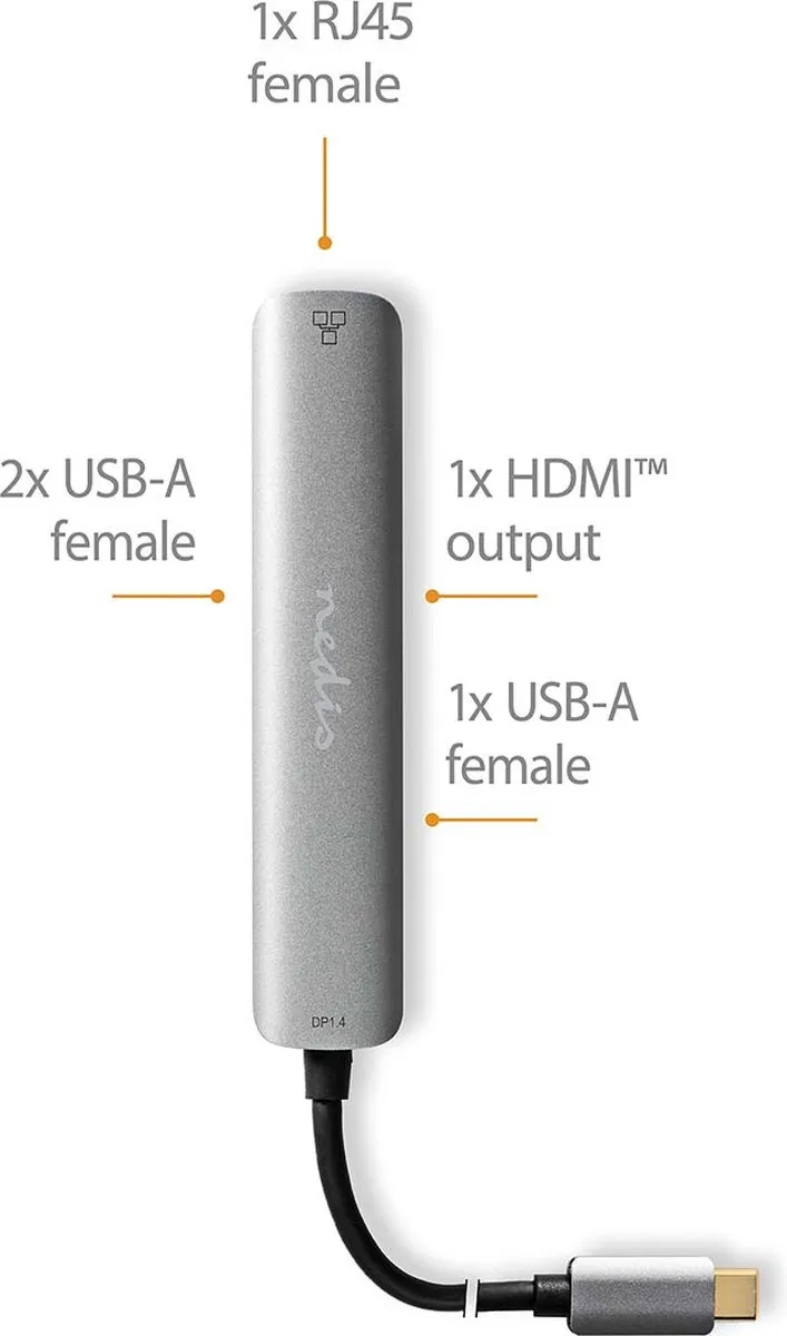 Nedis CCBW64210AT02 USB-C Hub 5-in-1 - 5 Gbps - Antraciet