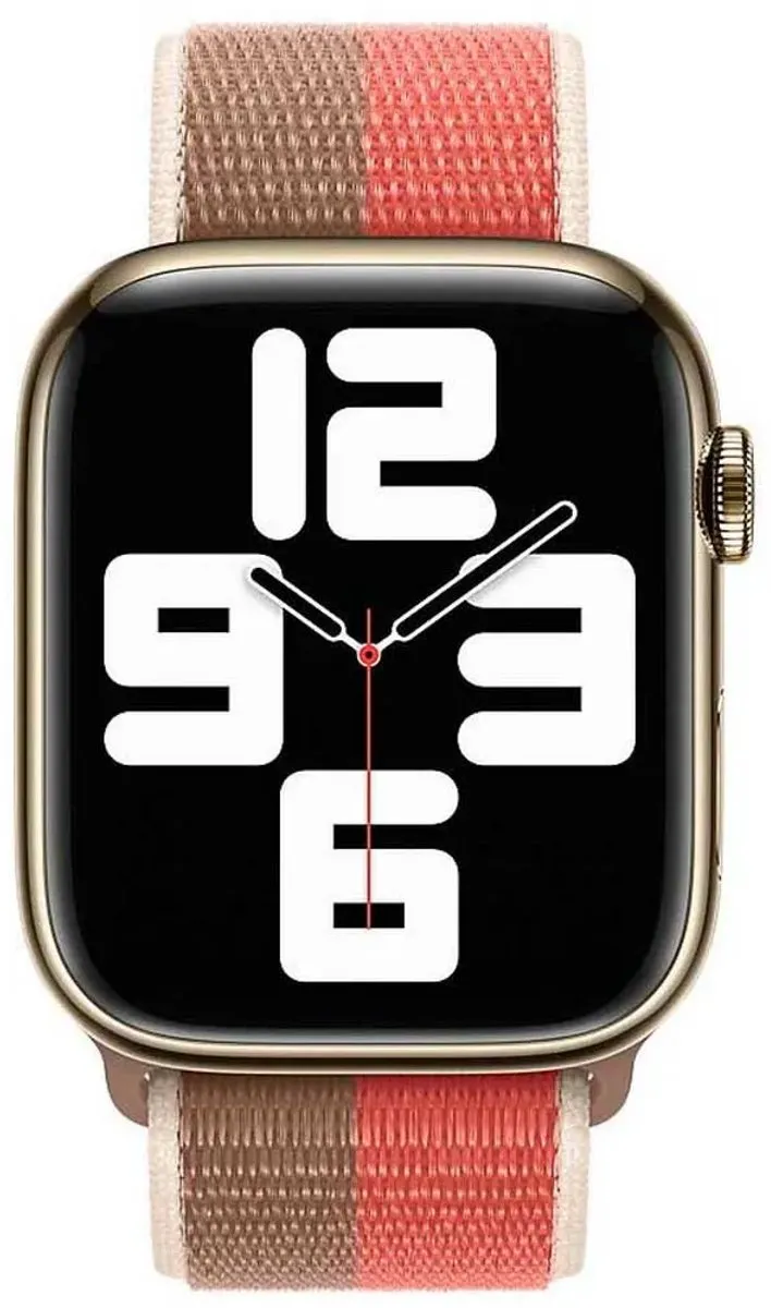 Apple Watch Geweven Sportband 41mm - Pink Pomelo/Tan - afbeelding 6 van 6