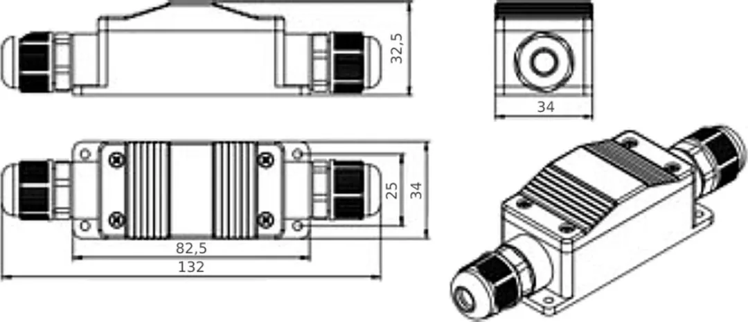 Aansluitbox 2 Way - Waterdicht - Ip68