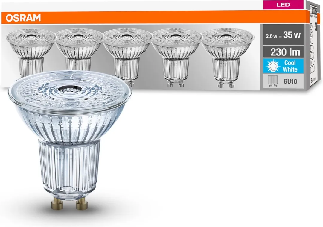 Osram LED Spot GU10 2,6W 230lm Koelwit - 5 Stuks