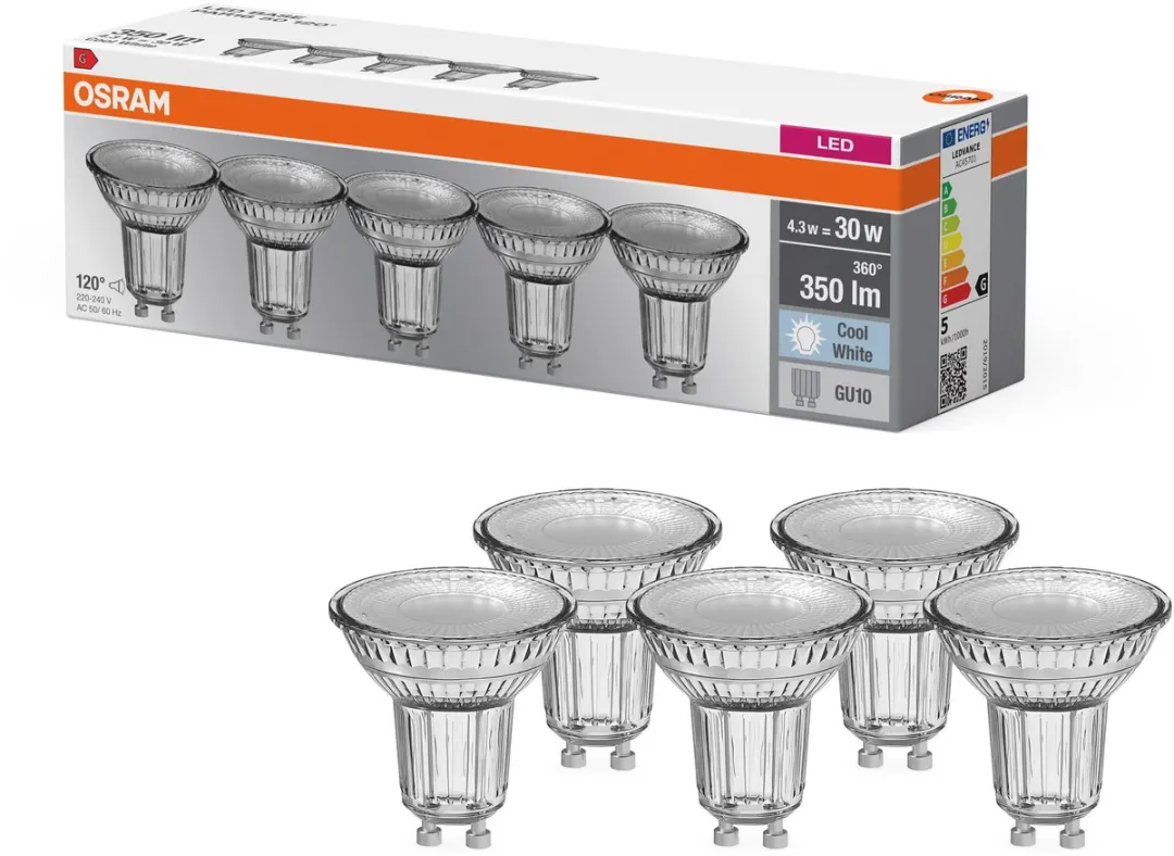 Osram LED Spot GU10 2,6W 230lm Koelwit - 5 Stuks