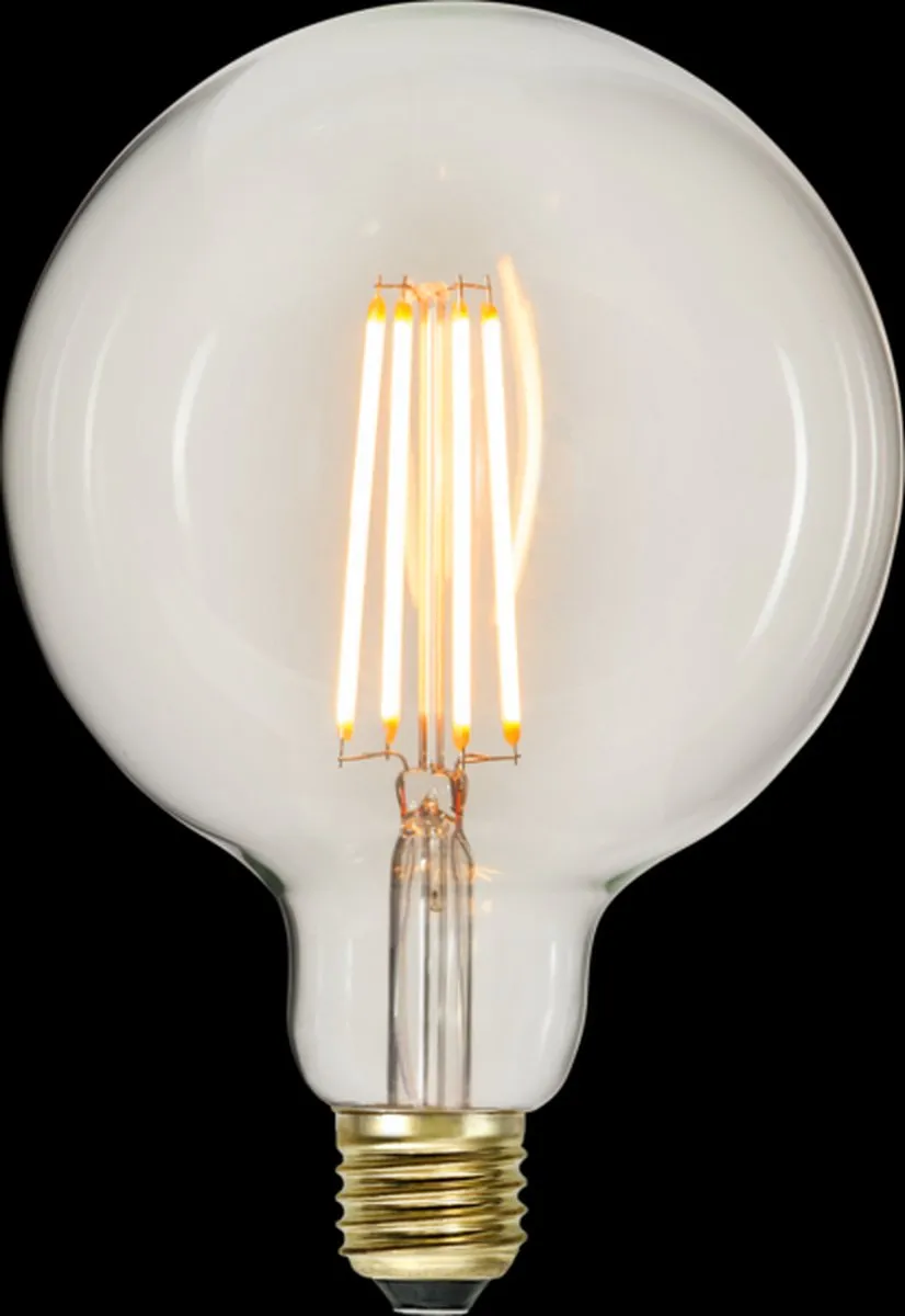 3 standen - G125 Globelamp - E27 - 6.5W - Super Warm Wit <2200K - Filament - Helder