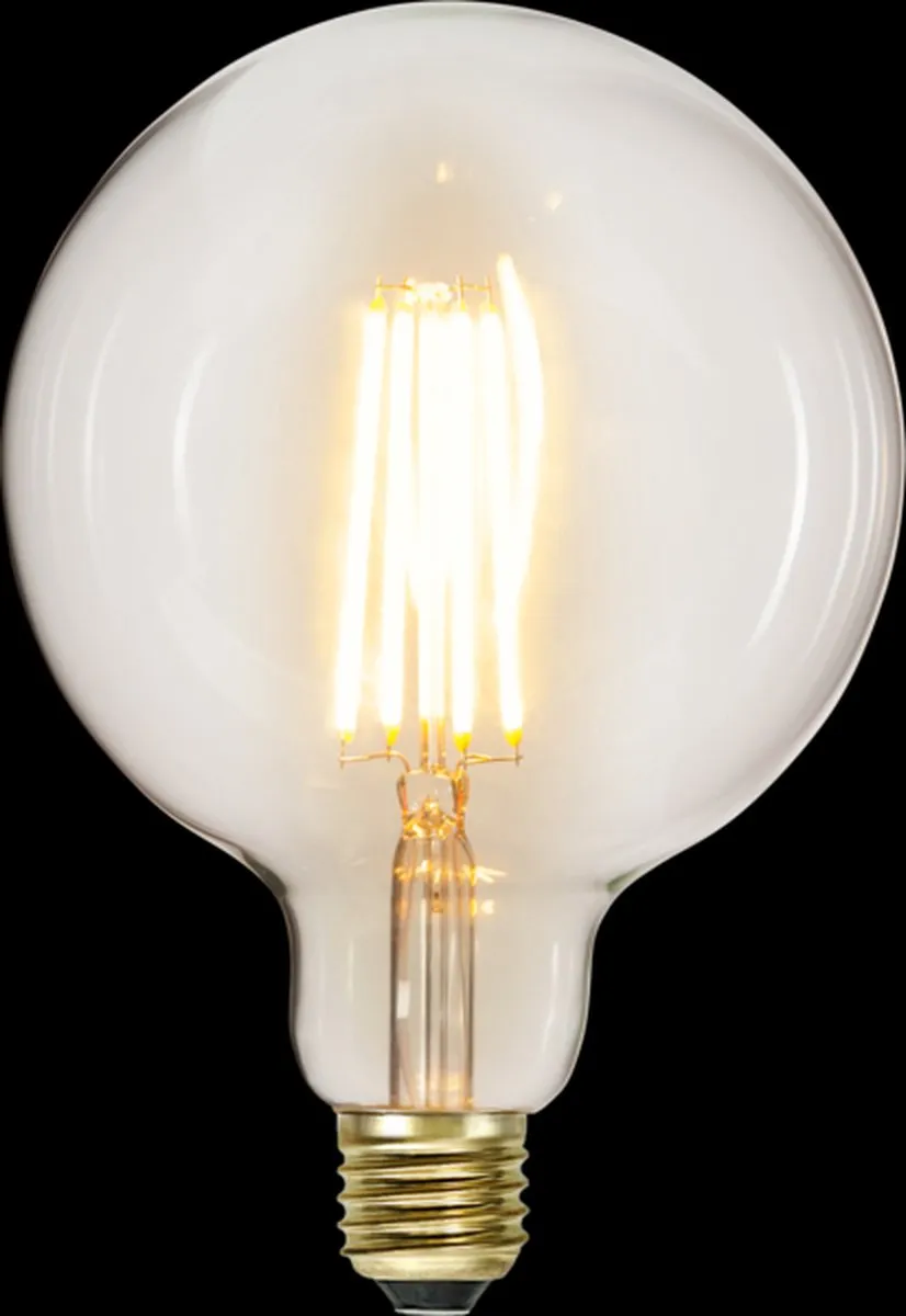 3 standen - G125 Globelamp - E27 - 6.5W - Super Warm Wit <2200K - Filament - Helder