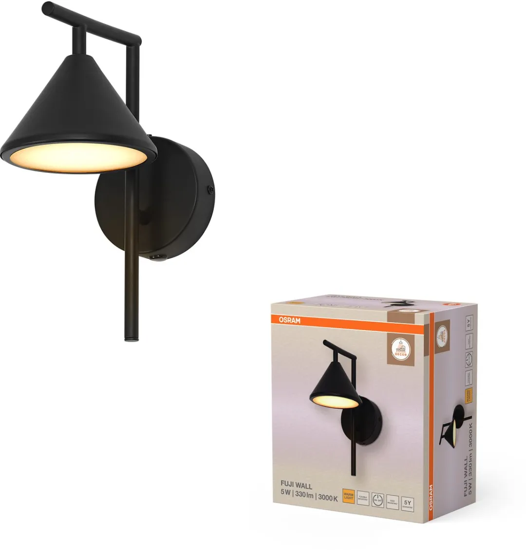 Osram Decor Fuji Wandlamp 5W Warm Wit - Zwart