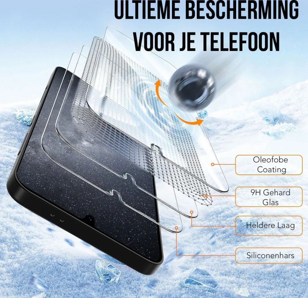 NUVEX Screenprotector Galaxy A15 - 3+3 Stuks - Transparant