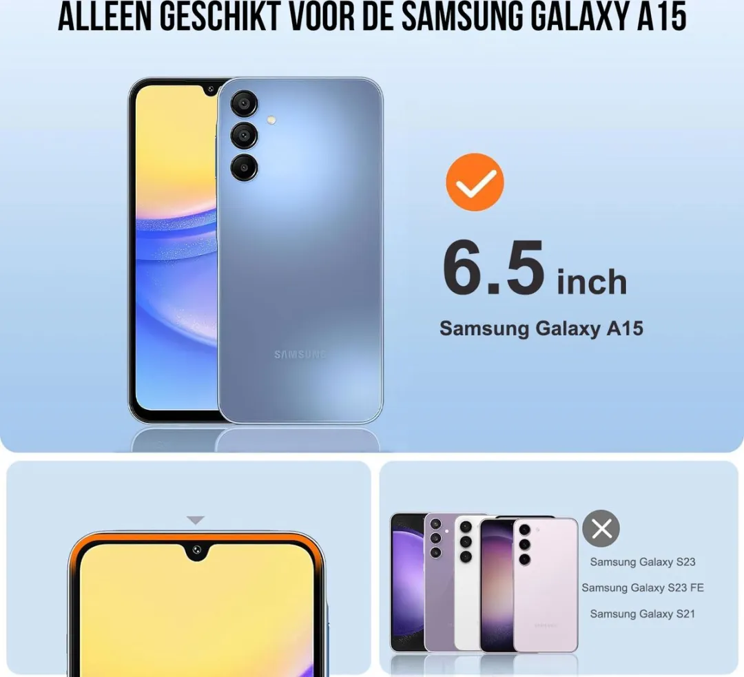 NUVEX Screenprotector Galaxy A15 - 3+3 Stuks - Transparant