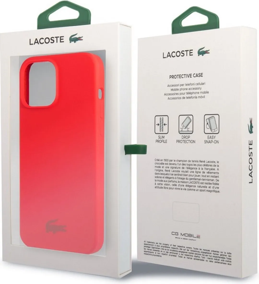 Lacoste Silicone Glossy Logo Hoesje - iPhone 13 Pro - Rood