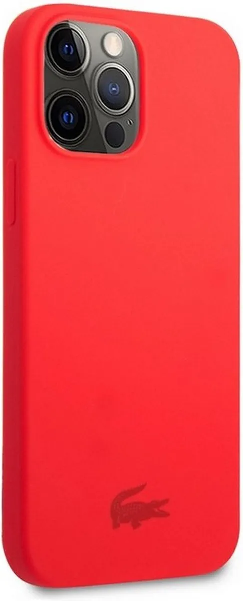 Lacoste Silicone Glossy Logo Hoesje - iPhone 13 Pro - Rood