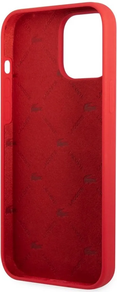 Lacoste Silicone Glossy Logo Hoesje - iPhone 13 Pro - Rood