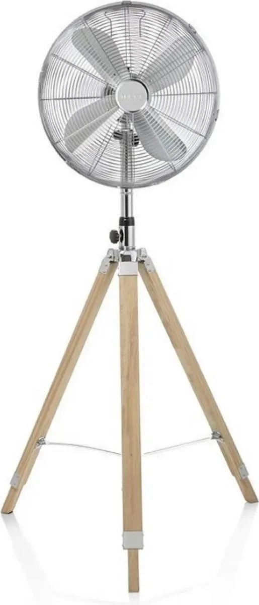 Tristar Ventilator VE-5805 - Statiefventilator met extra groot bereik – 45 centimeter - Hout & RVS