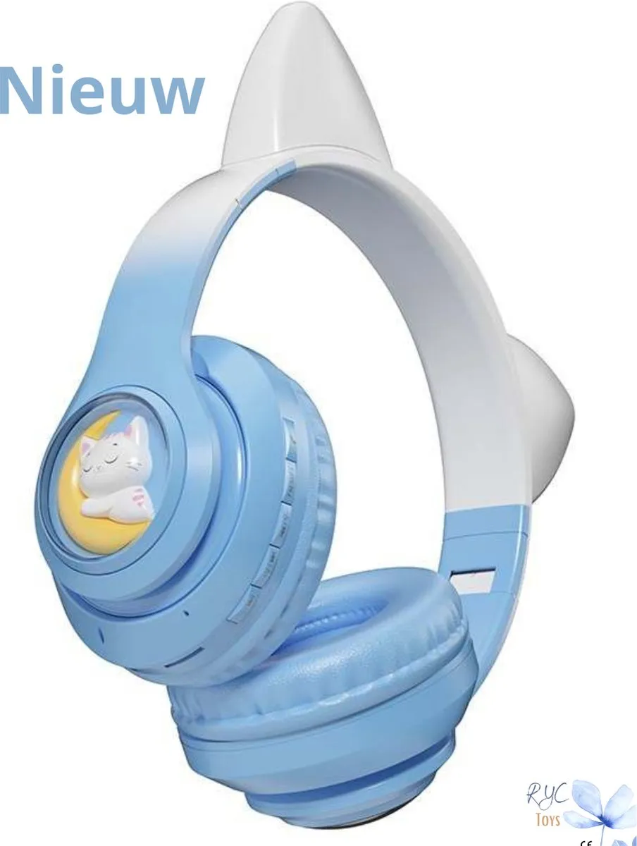 RyC Toys Kinder Hoofdtelefoon Blauw - Draadloos Over-Ear - Volumebegrenzing