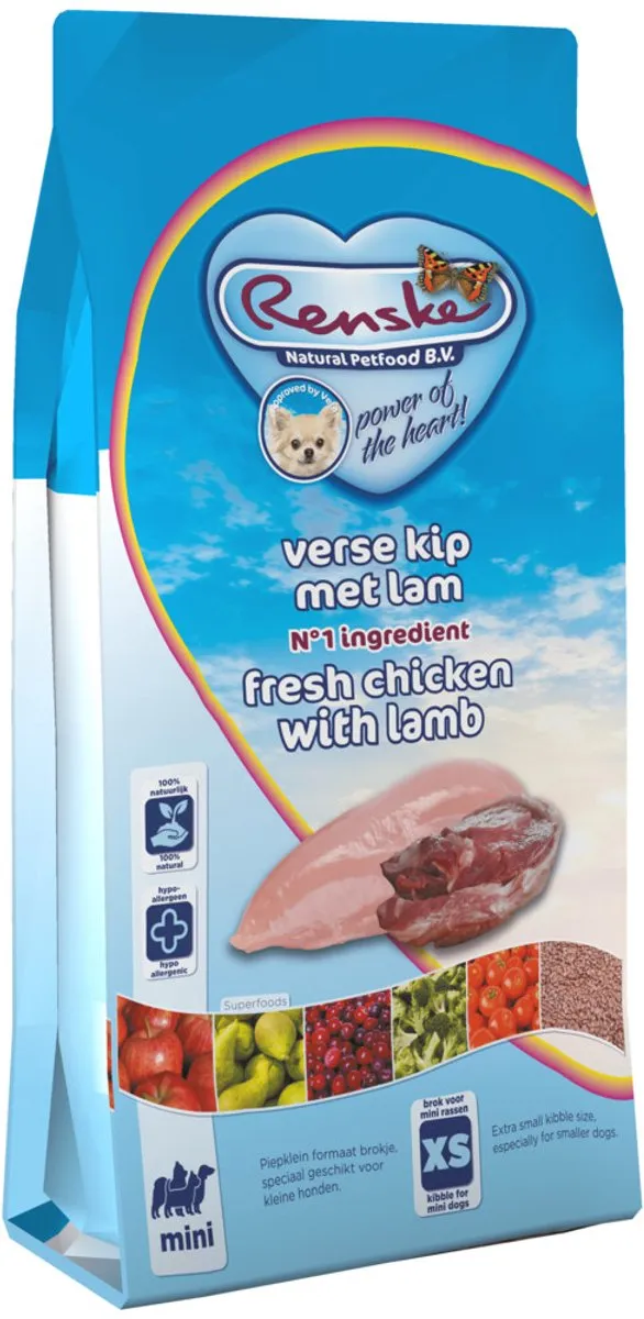 Renske Super Premium Mini Hondenvoer Kip Lam 6.5kg