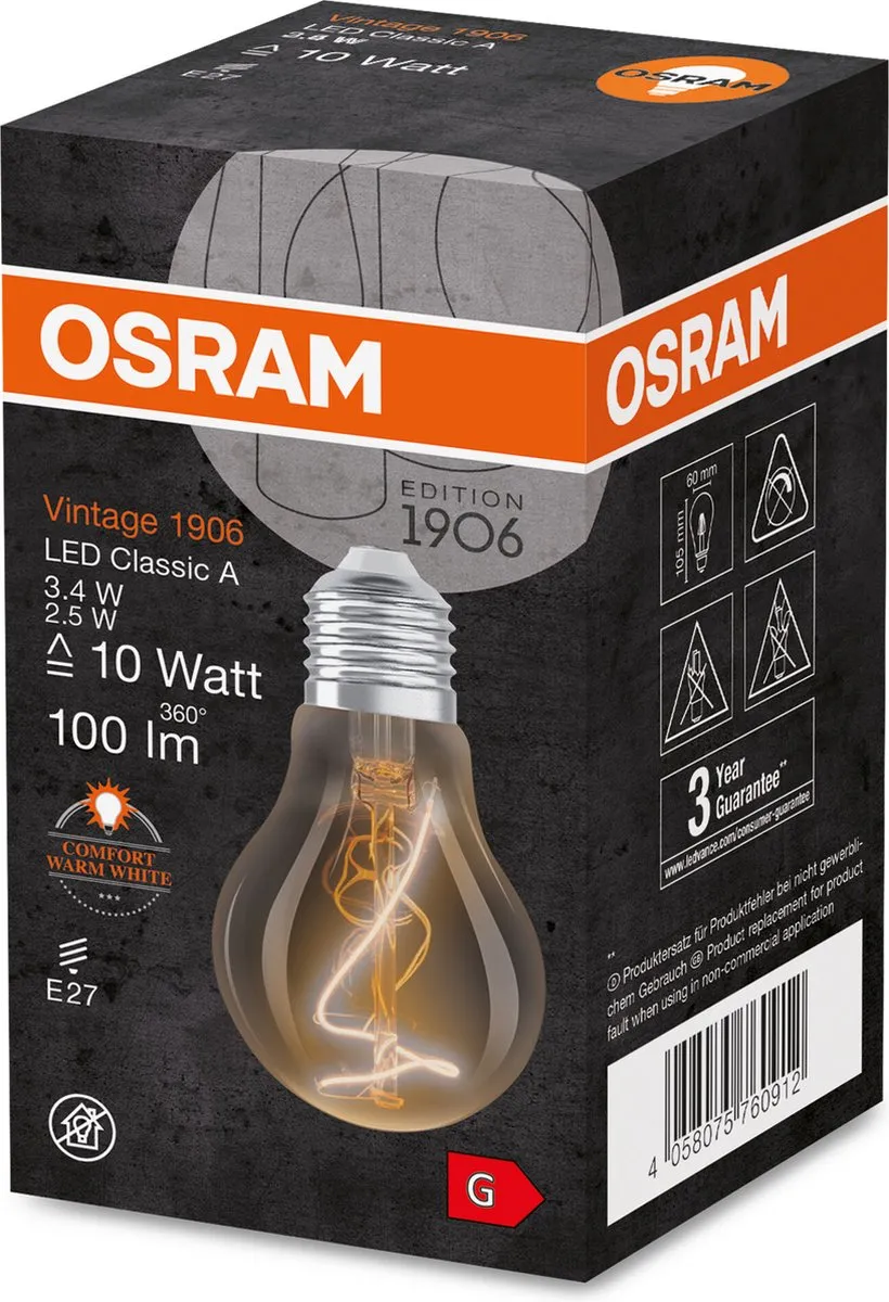 Osram LED-lamp E27 3.4W Warmwit 1800K - 1 Stuk - afbeelding 6 van 6