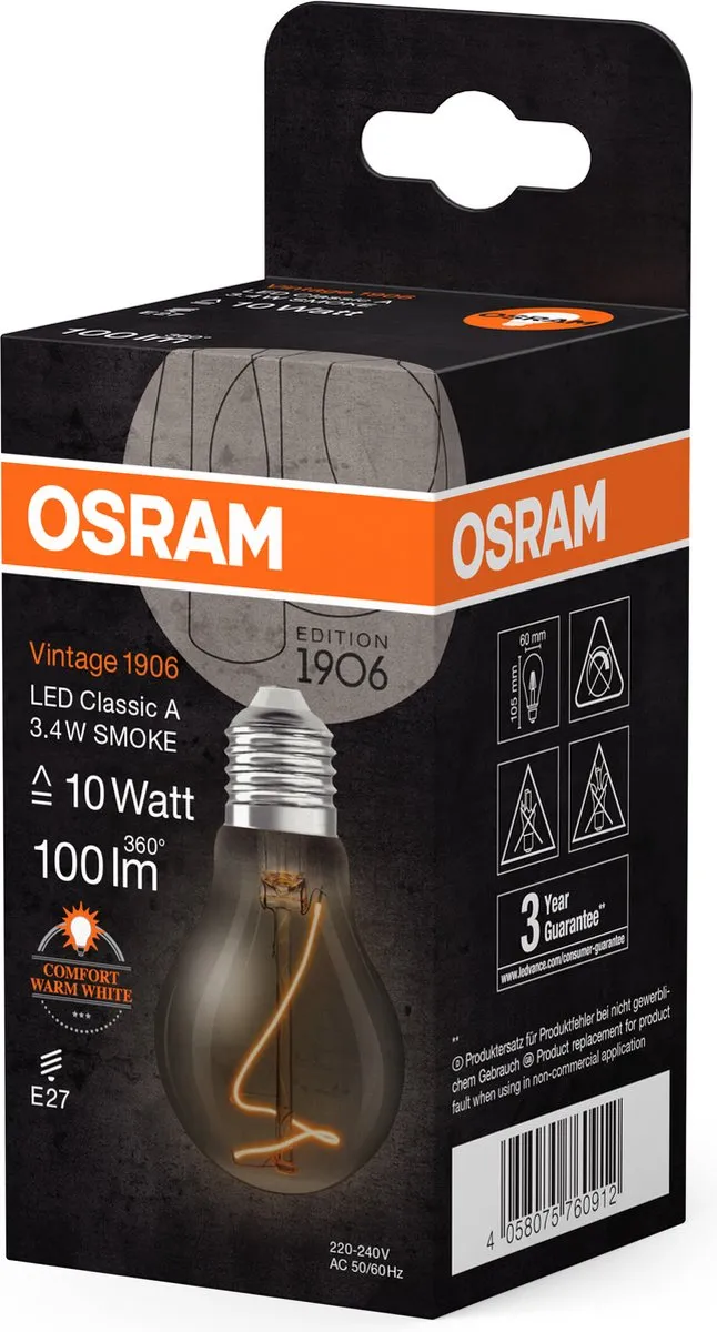 Osram LED-lamp E27 3.4W Warmwit 1800K - 1 Stuk
