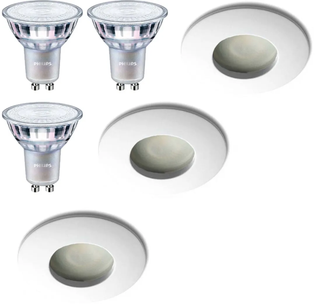 Lybardo Inbouwspots Badkamer 3-pack - Philips GU10 3.5W Warmwit