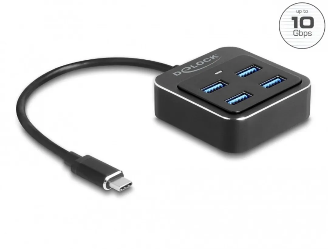 Delock USB 3.2 Gen 2 Type-C Hub 4x USB-A 10Gbps - Zwart