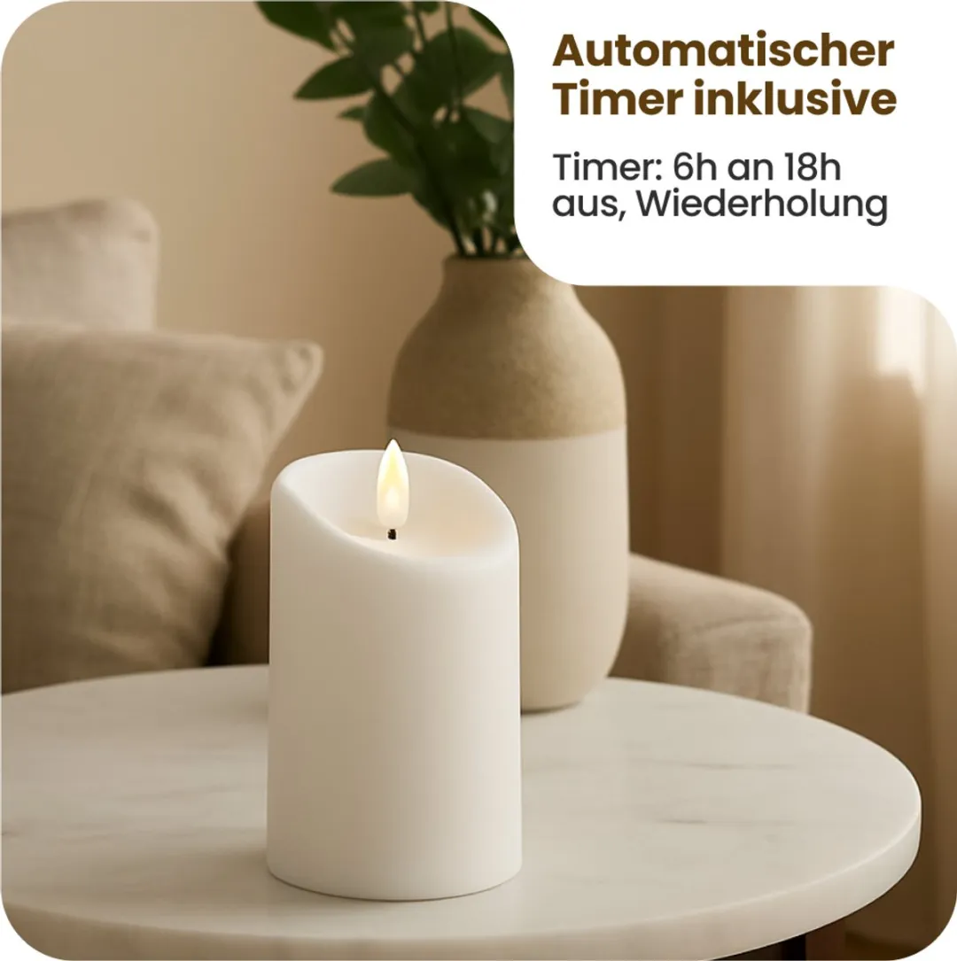 Star Trading LED Stompkaars Flamme 13cm - Warm Wit - Timerfunctie - afbeelding 6 van 6