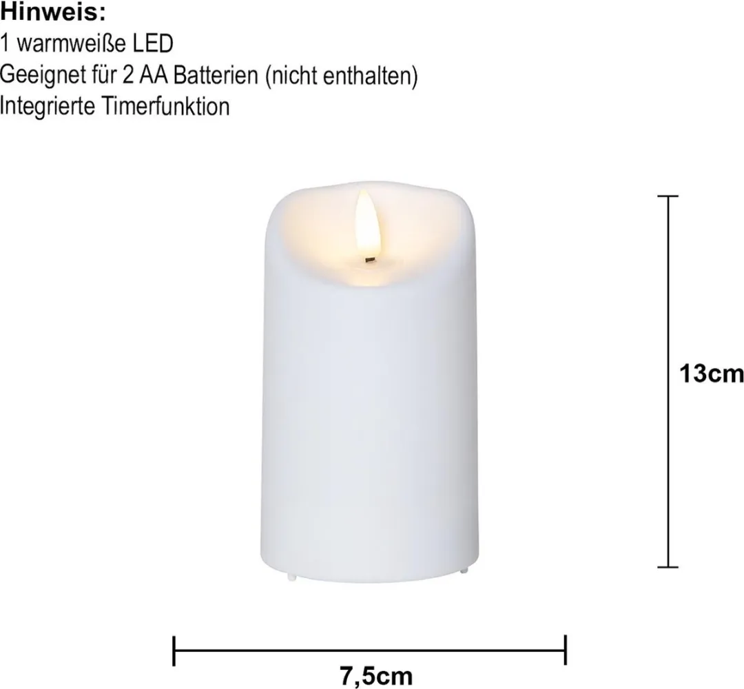 Star Trading LED Stompkaars Flamme 13cm - Warm Wit - Timerfunctie