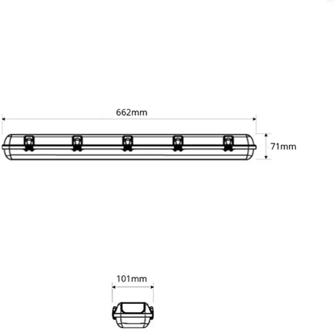 Lybardo TL Armatuur 60cm - Grijs - IP65 - 2 Lichtpunten