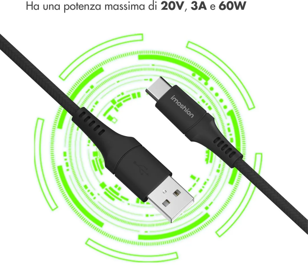 Imoshion SH00052791 USB-C naar USB-A Kabel 0.25m - Zwart